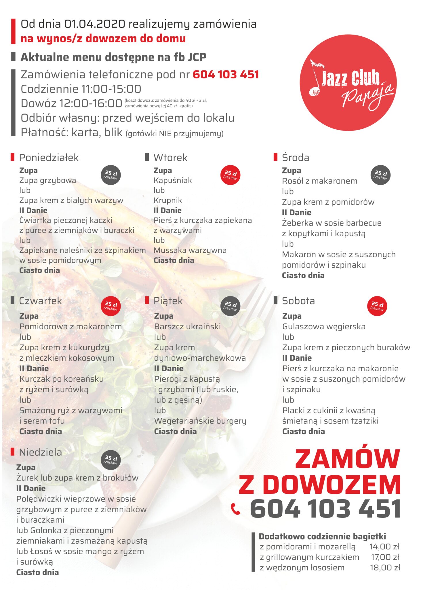 Menu Jazz Club Papaja